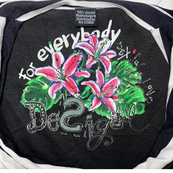 DESIGUAL Sara Sleeveless Cowl Neck Ruched Stripe and Floral Dress - Picture 7 of 7